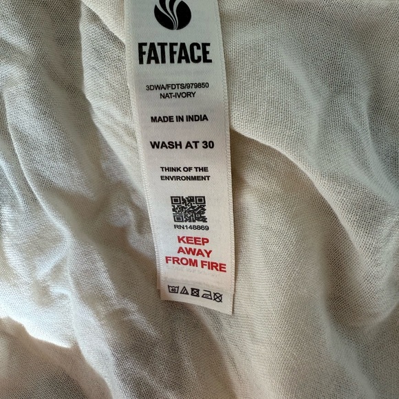 Fat Face Ivory embroidered Black Long Sleeve Dress Size 8 - Picture 10 of 12